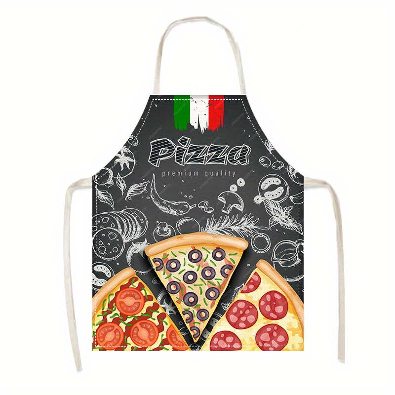 Home Cooking In Italian - Leinen-Schürze mit Pizza- und Italienisches-Essens-Print für