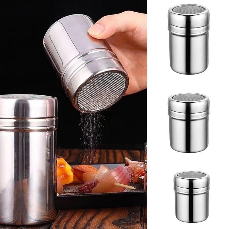 Home Cooking Help - Edelstahl-Pulversprinklerflasche, Mehlsieb, Staubwedelflasche, kompakte Größe, Puderstreuer