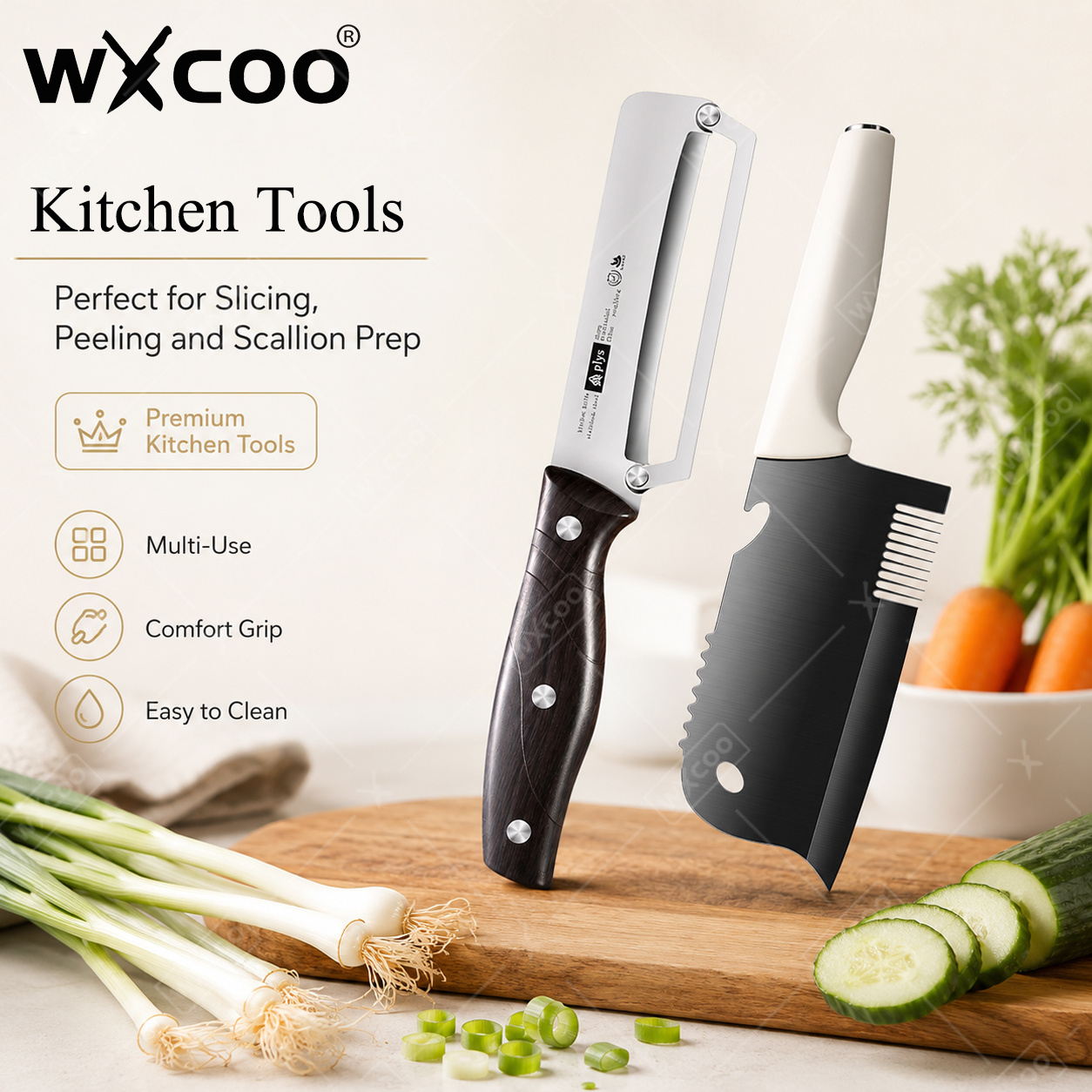 Home Cooking Help - WXCOO Edelstahl-Schallionschneider und -Schäler, Handabstreifer, Professionelles